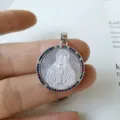 Ciondolo in madreperla bianca stile europeo con zirconi cubici per collana gioiello fai da te. - Foro Singolo / Solo Pendente (Senza Catena) / Argento