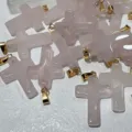 Roze kristal kruis hanger groothandel batch, gouden oogje DIY sieraden ketting access. - Roze Kristal Look