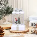 Christmas water snow globe lantern gift box glowing LED desktop ornament holiday home decor - White for Kids