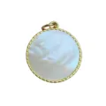 Colgante redondo de nácar blanco natural borde perlado dorado accesorio para joyería DIY - Redondo