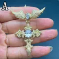 Gothic Kreuz Flügel Anhänger Halskette für Frauen Hip Hop Zirkon Modeschmuck Zubehör - Stil A
