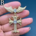 Exquisiter Zirkon Flügel Kreuz Anhänger, detailreiche Verarbeitung für Damen und Herren. - Stil B
