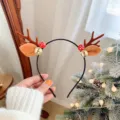 Christmas Reindeer Antler Headband with Bells and Cute Mushroom Decor for Holiday Party. - Bell Brown Antler