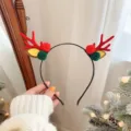 Natale renna corna cerchietto pon pon rosso cerchietto per capelli festa accessorio capelli - Doppia Palla Corna Rossa
