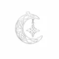 Ciondolo mezzaluna nodo celtico accessorio gioielli DIY misura 34x28mm ciondolo metallo - Luna + Nodo della Strega / Colore acciaio