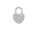 Colgante de candado en forma de corazón plateado con cristales brillantes para joyería DIY. - Acero-Blanco