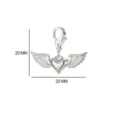 Edelstahl Herz Flügel Anhänger mit Karabinerverschluss, 20mm DIY Charm für Kette Armband. - Anhänger Herz mit Flügeln in Stahlfarbe