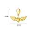 Goldene Herz Flügel Anhänger mit Karabinerverschluss, 20mm Schmuckstück für DIY Halsketten. - Anhänger Herz mit Flügeln in Goldfarbe