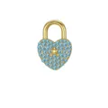 Colgante de candado de corazón de acero inoxidable dorado con cristales azules. - Dorado-Azul