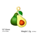 Cute avocado fruit metal enamel pendant charm for DIY handmade jewelry accessories. - Avocado / Gold