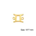 Ciondolo Simbolo Zodiacale Gemelli in Acciaio Inossidabile Oro con Doppia Ansa 10x7mm - Gemini / Pezzo Singolo / Colore acciaio