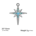 Stainless steel rhinestone north star pendant DIY charm 20x15mm jewelry making accessory - Steel Color - North Star Pendant (Blue Rhinestone)