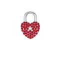 Colgante de candado de corazón de acero inoxidable cristales rojos accesorios DIY - Acero-Rojo