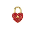 Colgante de candado de corazón dorado con pedrería roja accesorios de joyería DIY abalorio brillante. - Dorado-Rojo