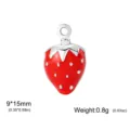 Stainless Steel Strawberry Pendant Red Enamel DIY Charm Jewelry Accessory 9x15mm 0.8g - Strawberry / Steel