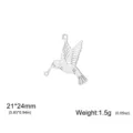 Stainless steel hummingbird double hole pendant for DIY necklace and bracelet jewelry making. - Steel