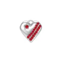Colgante de corazón plateado con cristales de circonita roja para manualidades DIY - Circón Rojo / Color acero