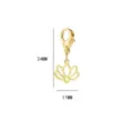 Goldenes Lotus Edelstahlanhänger mit Karabinerverschluss, DIY Schmuckzubehör, 24x11mm - Lotus-Anhänger / Gold