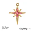 Stainless steel pink rhinestone north star pendant 20x15mm charm DIY jewelry making accessory - Gold-Tone North Star Pendant (Pink Rhinestone)