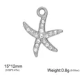 Titanium steel rhinestone starfish pendant DIY jewelry charm 15x12mm 0.8g accessory component - Sea Star Pendant (White Rhinestone) (FZSS2026071601+0068) / Steel