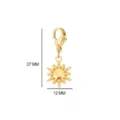 Stainless steel gold sun pendant with lobster clasp for DIY jewelry making bracelets 27mm - Gold Sun Pendant