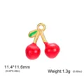 Gold Cherry Pendant Enamel Fruit Charm for DIY Necklace Earring Jewelry Making 11.4mm - Split Fruit (Large) / Steel