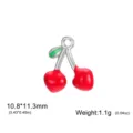 Stainless steel cherry pendant charm for DIY handmade jewelry crafting earrings necklaces. - Split Fruit (Small) / Steel