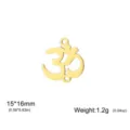 Goldene Om Symbol Anhänger Yoga Meditation Edelstahl Charm 15x16mm 1,2g DIY Schmuckzubehör - Om Anhänger / Gold