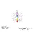 Lotusblumen Chakra Anhänger Schmuck Zubehör DIY Halskette 25x27mm 3.1g spiritueller Yoga Charme - Lotus-Anhänger / Stahlfarben