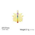 Goldener Lotuspflanzen-Anhänger mit bunten Chakra-Steinen DIY Schmuckzubehör 25x27mm - Lotus-Anhänger / Gold
