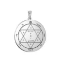 Stainless steel Solomon seal round pendant amulet talisman necklace accessory 35x38mm - Solomon Seal Pattern 03(03) / Steel