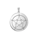 Solomon stainless steel round pendant engraved pentagram talisman necklace accessory - Solomon Seal Pattern 10(10) / Steel