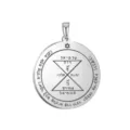 Stainless steel Solomon seal pendant round 35x38mm necklace keychain accessory - Solomon Seal Pattern 11(11) / Steel