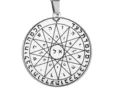 Stainless steel Solomon seal pendant talisman amulet round necklace charm 35x38mm metal item - Solomon Seal Pattern 15(15) / Steel