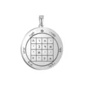 Solomon round stainless steel pendant, engraved amulet talisman necklace keychain accessory. - Solomon Seal Pattern 18(18) / Steel