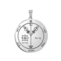 Stainless steel Solomon seal round pendant amulet necklace keychain accessory for daily wear. - Solomon Seal Pattern 19(19) / Steel