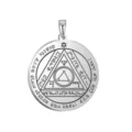 Stainless Steel Solomon Seal Pendant Necklace Silver Round Amulet Talisman 35x38mm - Solomon Seal Pattern 21(21) / Steel