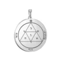 Stainless steel Solomon seal round pendant talisman amulet necklace accessory 35x38mm - Solomon Seal Pattern 25(25) / Steel