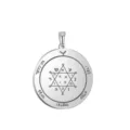 Stainless steel Solomon seal pendant round talisman necklace occult jewelry accessory - Solomon Seal Pattern 32(32) / Steel
