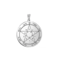 Stainless steel Solomon pentagram pendant round talisman necklace mystical jewelry accessory - Solomon Seal Pattern 39(39) / Steel