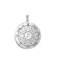 Stainless Steel Solomon Seal Pendant Round Amulet Kabbalah Necklace Unisex Jewelry Gift - Solomon Seal Pattern 41 (41) / Steel