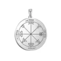Stainless steel Solomon seal round pendant talisman necklace accessory, durable metal jewelry. - Solomon Seal Pattern 42 (42) / Steel