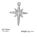 Stainless steel north star pendant rhinestone diy jewelry charm 20x15mm lightweight - Steel-Tone North Star Pendant (White Rhinestone)