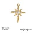 Gold stainless steel rhinestone north star pendant DIY jewelry charm accessory 20mm - Gold Color - North Star Pendant (White Rhinestone)