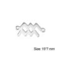 Ciondolo doppio foro segno zodiacale in acciaio inossidabile accessorio DIY 15x7mm - Acquario / 1 Pezzo / Colore acciaio