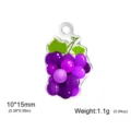 Stainless steel colorful printed grape fruit pendant charm cute DIY jewelry accessories. - Grapes / Steel