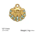 Gold Shell Pendant Light Blue Rhinestone DIY Jewelry Charm 12x11mm 1.4g accessory - Scallop Pendant (Blue Rhinestone) (FZSS2026071601+0068) / Gold