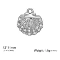 Silver rhinestone shell charm 12x11mm DIY pendant for bracelet necklace jewelry making. - Scallop Pendant (White Rhinestone) (FZSS2026071601+0068) / Steel