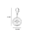 Stainless steel star compass pendant with lobster clasp for DIY jewelry making necklace. - Steel Color Round Disc Four-Pointed Star Pendant