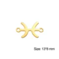 Ciondolo Segno Zodiacale Doppio Foro Acciaio Inossidabile Placcato Oro 18K Creazione Gioielli - Pesci / 1 Pezzo / Colore acciaio